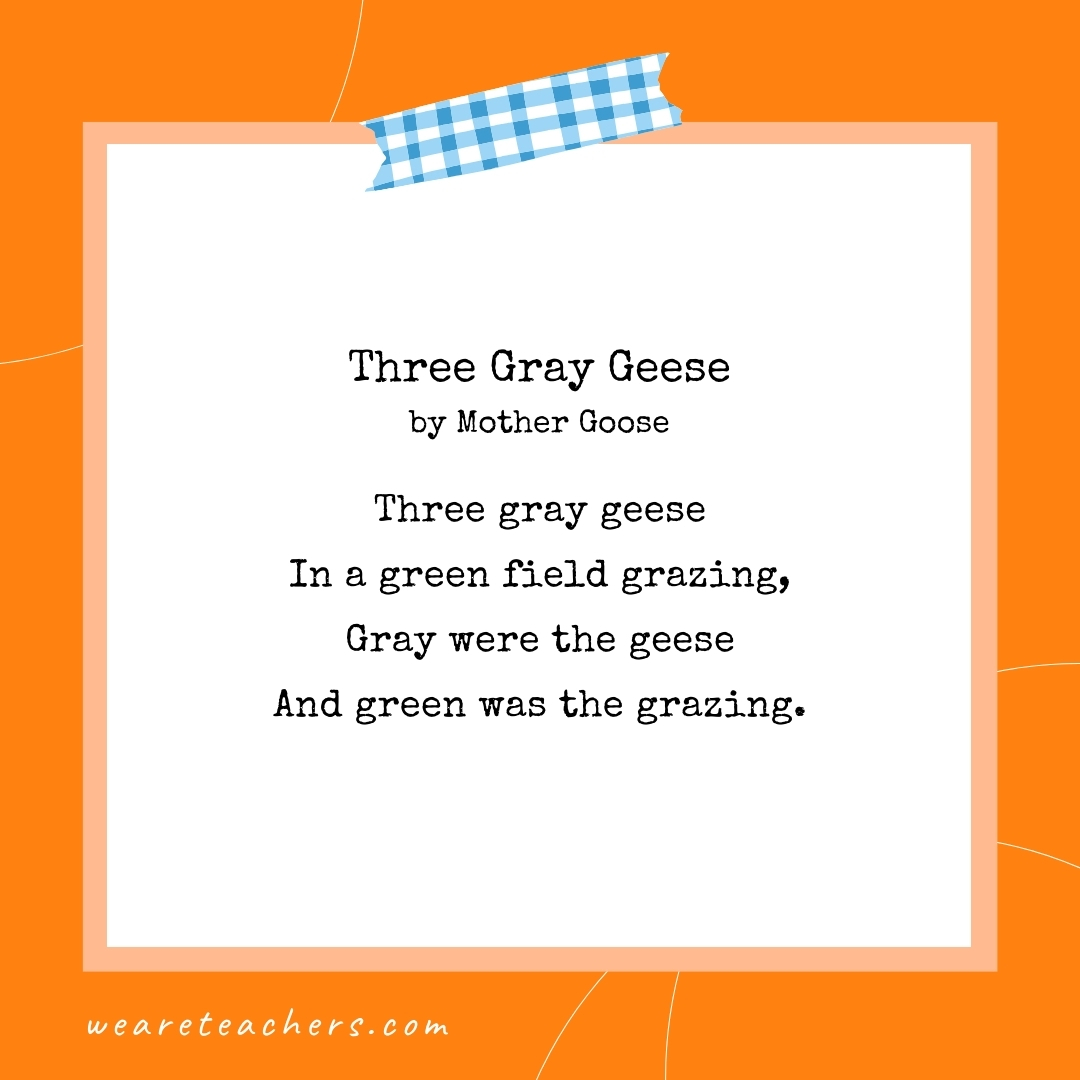 Three Gray Geese by Mother Goose- alliteration poems