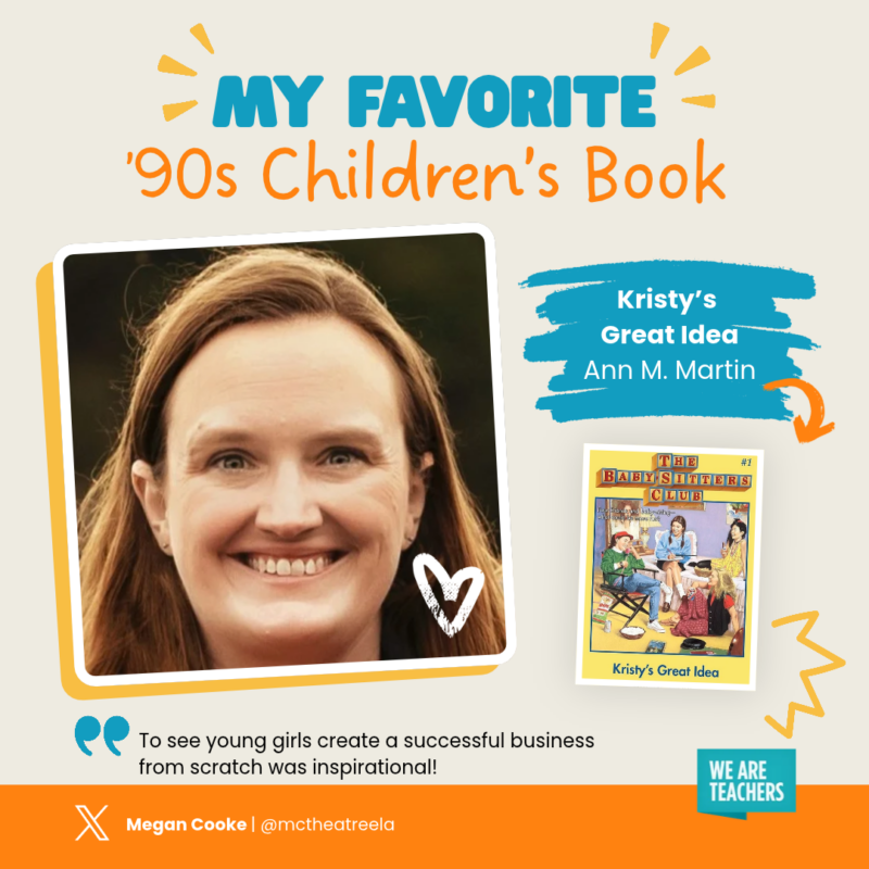 an image of a teacher sharing their favorite 90s children's books