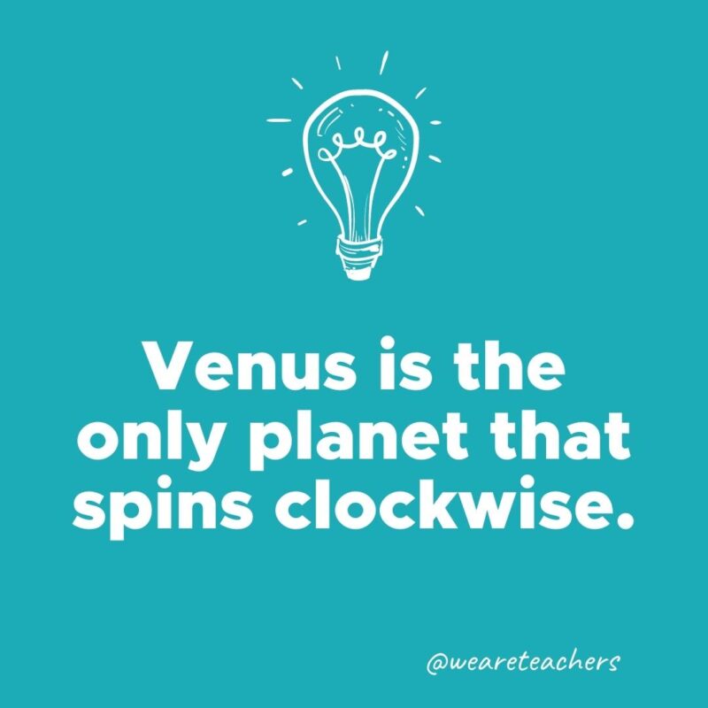Venus is the only planet that spins clockwise.  