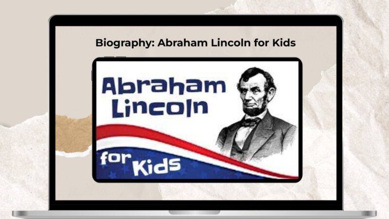 Tablet with Abraham Lincoln for Kids video on screen.