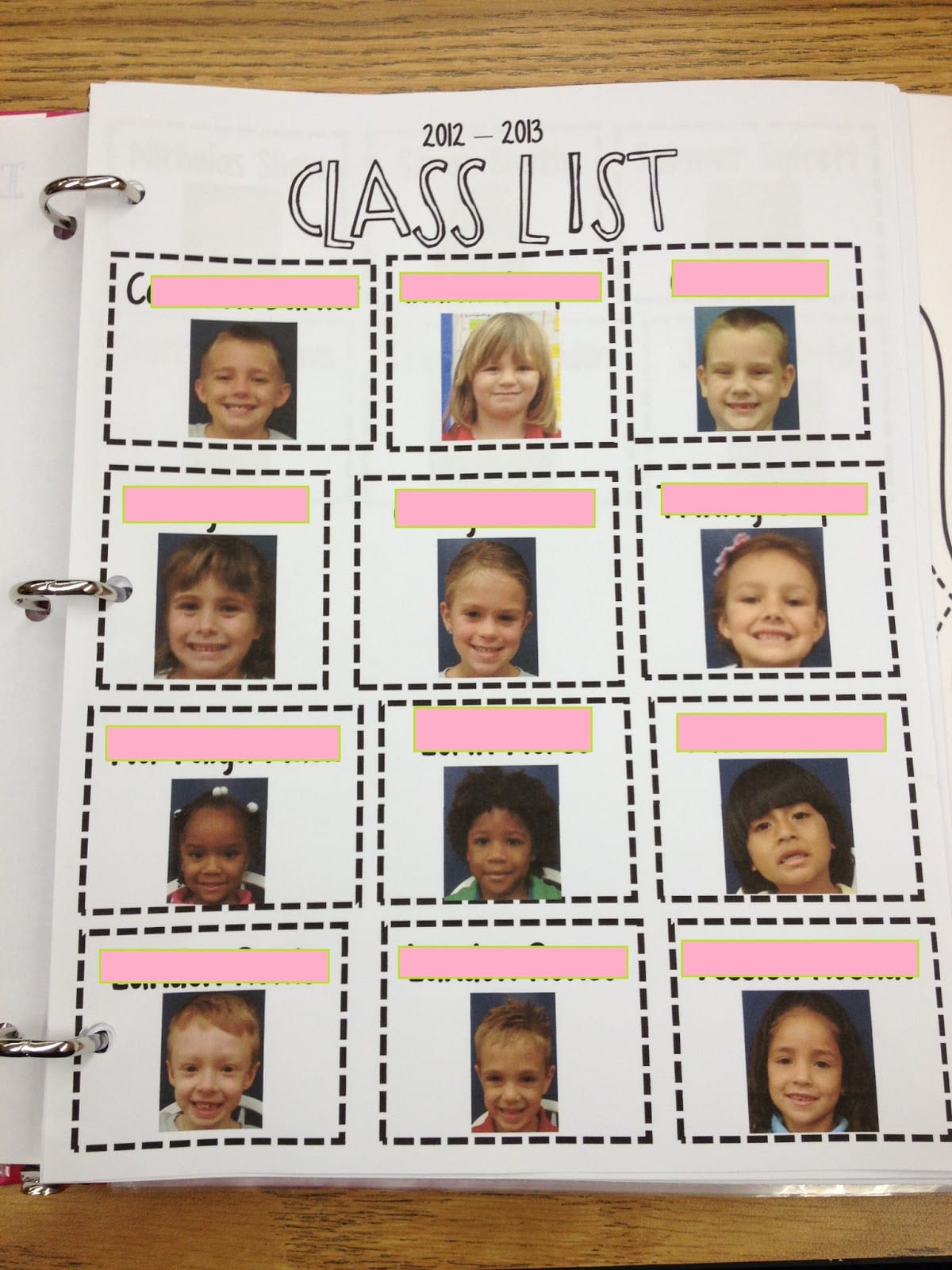 A class roster featuring kids' faces for teaching 6th grade.
