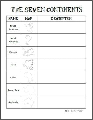 Continents Graphic Organizer preview
