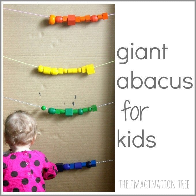 Giant abacus made from string and wood beads, as an example of tips for pre-K teahcers