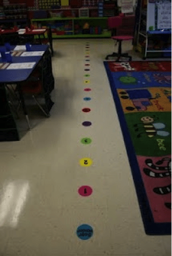 Put numbers on the floor to show kids how to line up