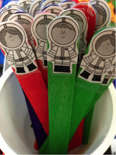 Use spacemen to teach beginning writers about spaces between words