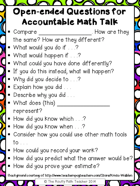 Open Ended Questions for Accountable Math Talk