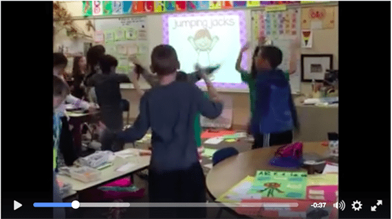 Kids exercising to sight words.