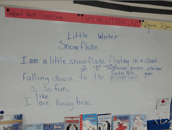 Students working on winter lesson