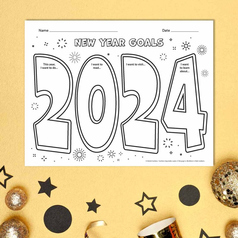 2024 New Years Goal template for the classroom