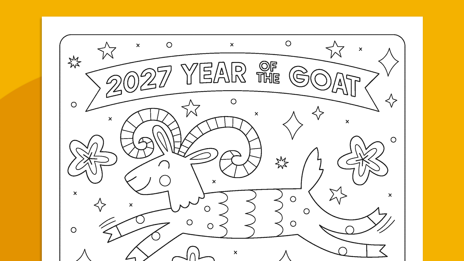 Image of the coloring page for the Year of the Goat.