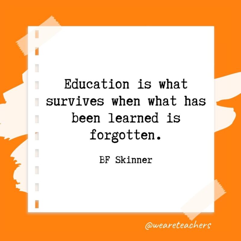 Education is what survives when what has been learned is forgotten. —BF Skinner