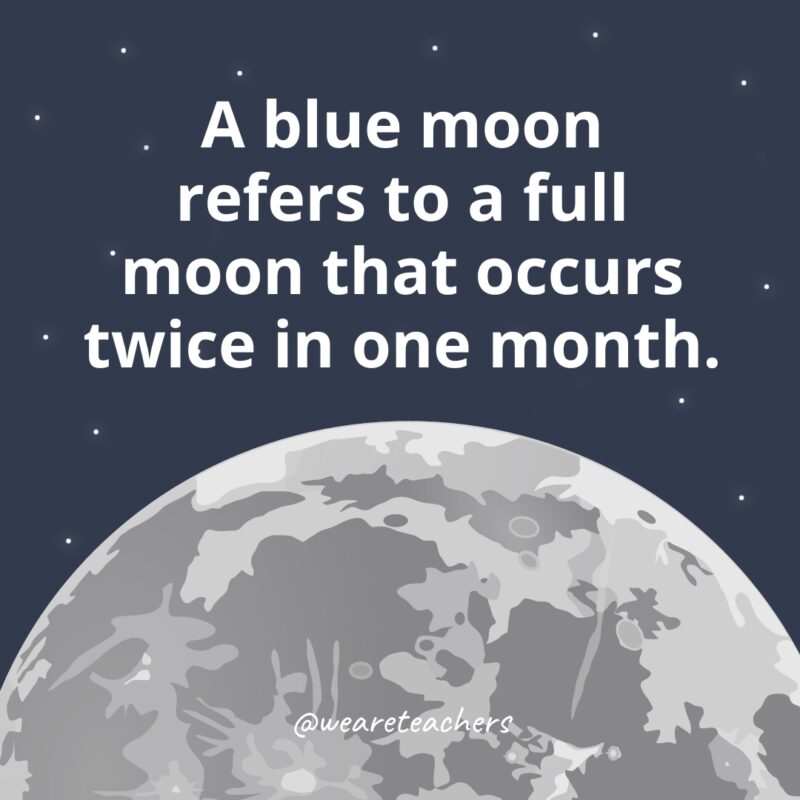 A blue moon refers to a full moon that occurs twice in one month. 