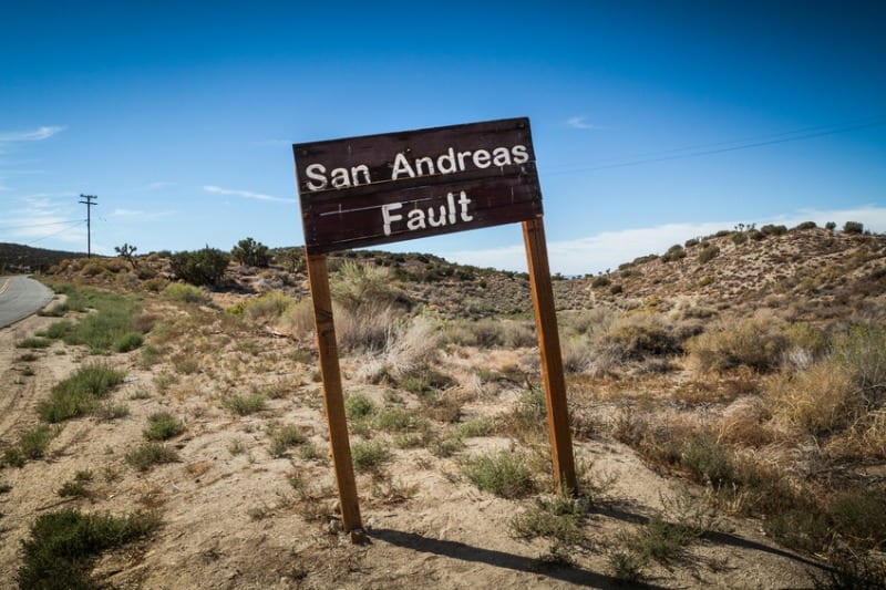 San Andreas Fault sign.