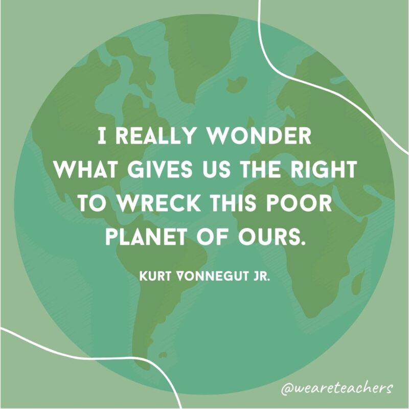 I really wonder what gives us the right to wreck this poor planet of ours.