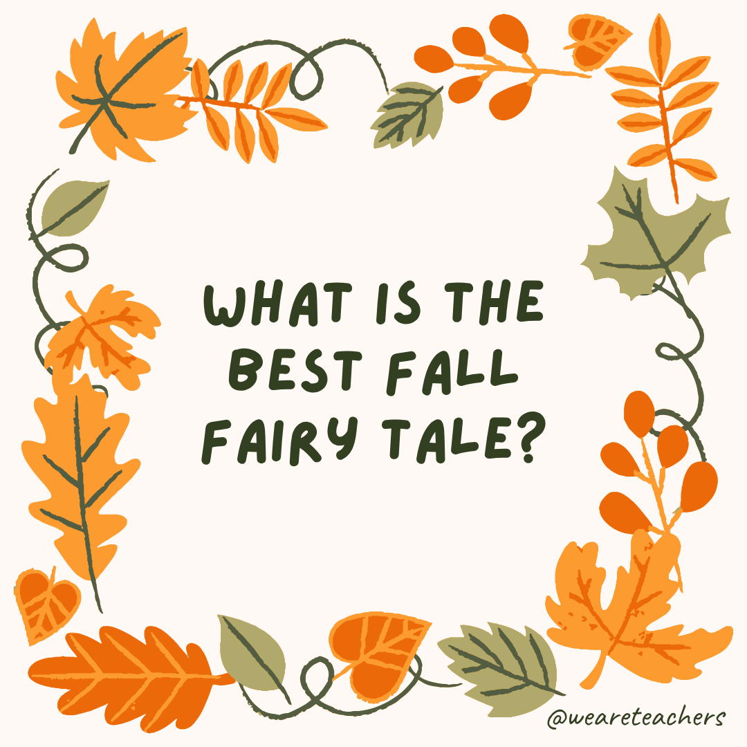 Fall Jokes an image of a fall joke surrounded by fall leaves and vines