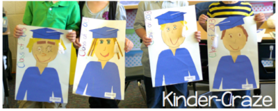 Graduation self portrait held by kindergarten students.