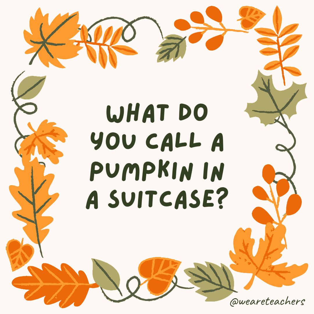 Fall Jokes an image of a fall joke surrounded by fall leaves and vines