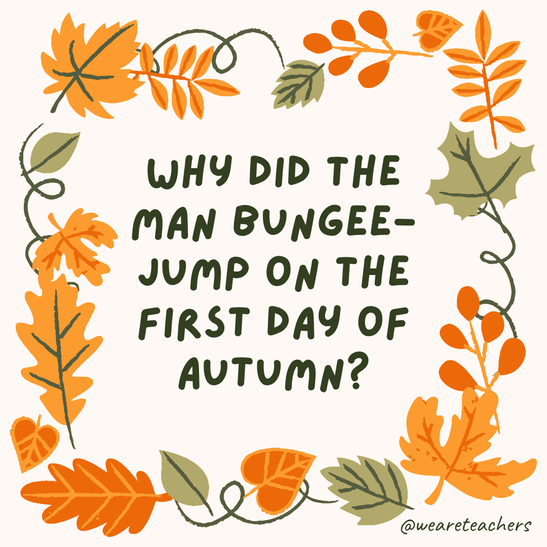 Fall Jokes an image of a fall joke surrounded by fall leaves and vines
