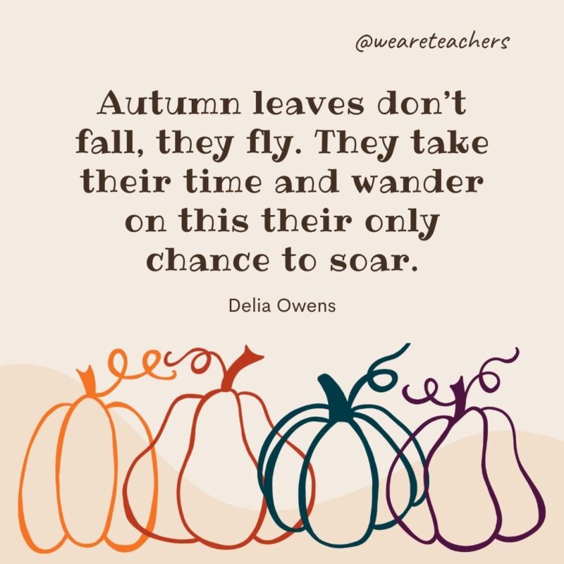 Autumn leaves don’t fall, they fly. They take their time and wander on this their only chance to soar. —Delia Owens