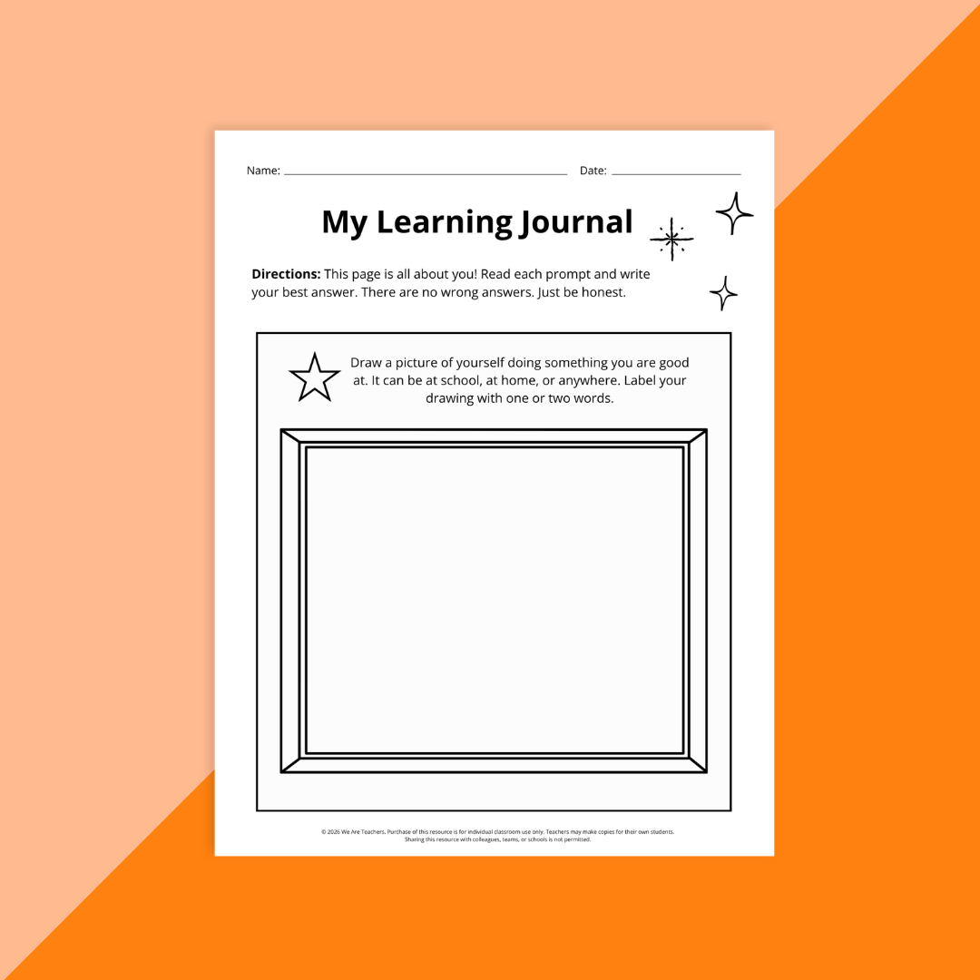 An image of a learning journal page for second graders.