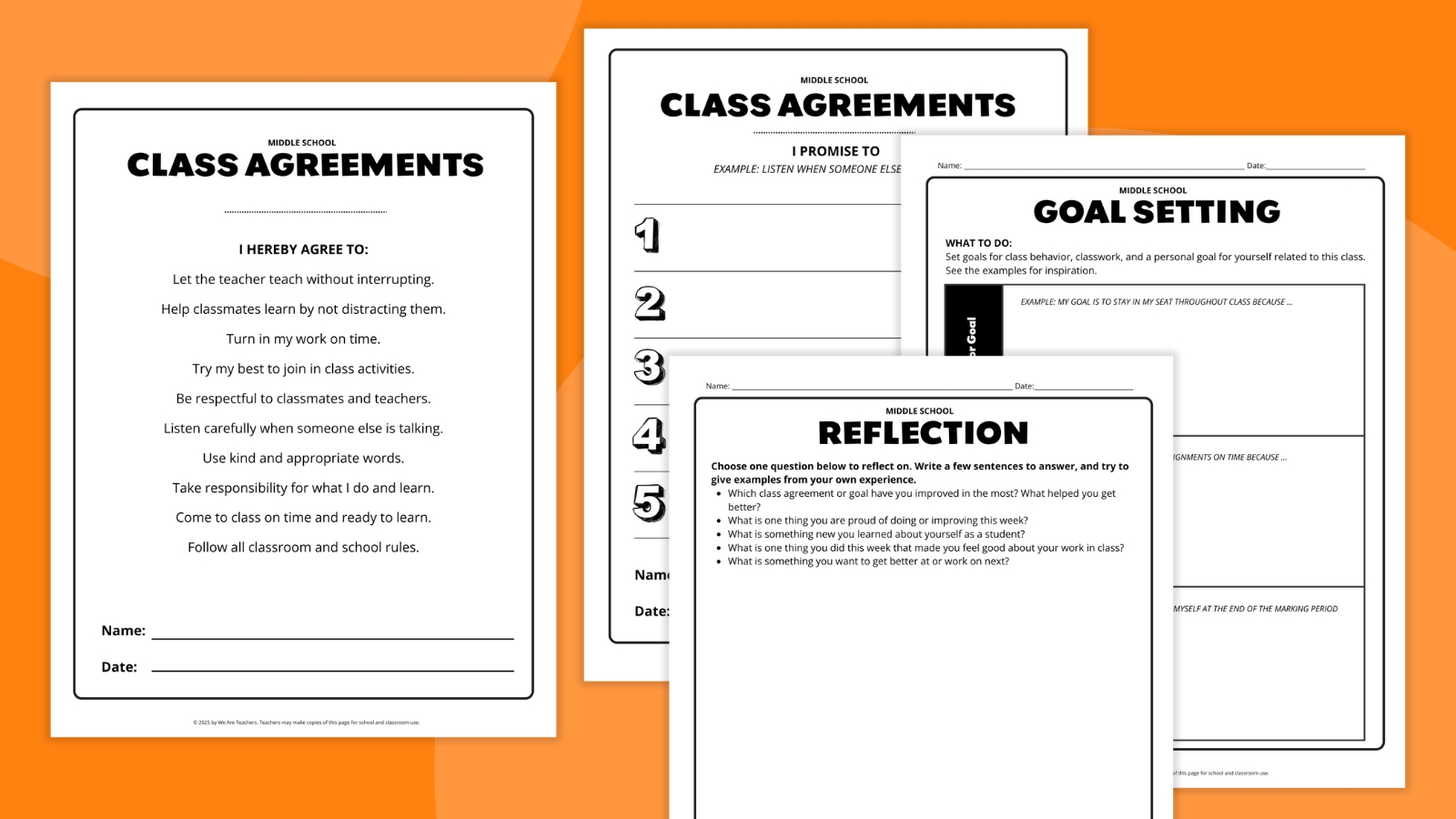 Images of behavior contracts and classroom agreement worksheets