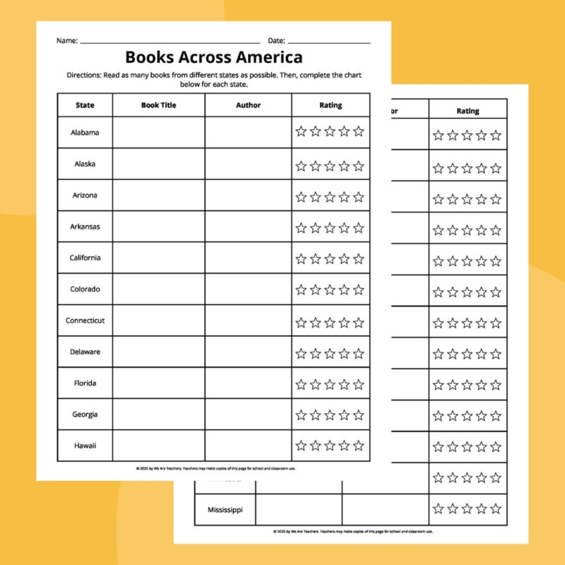 worksheet to record books read 