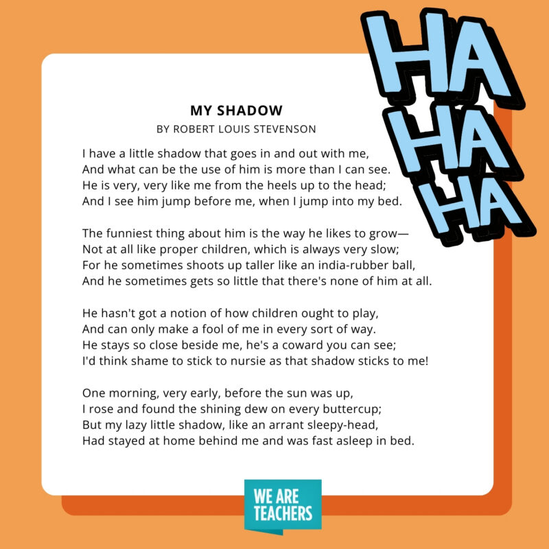 an image of a funny poem for kids: My Shadow