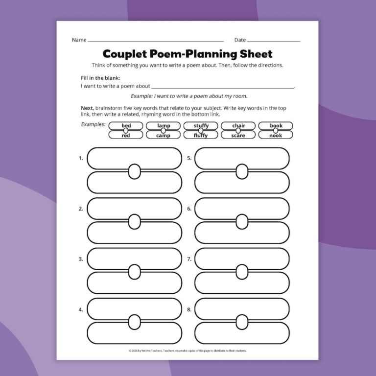 Free Couplet Poem Printable Worksheets - We Are Teachers