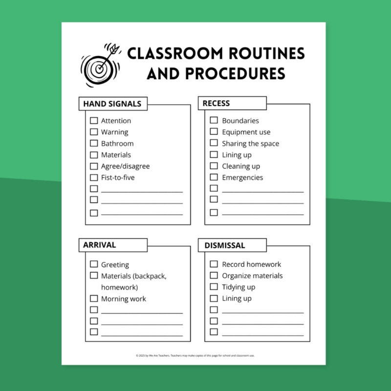 Classroom Procedures and Routines Checklists Page 1 Page 1 of printable classroom procedures and routines checklist