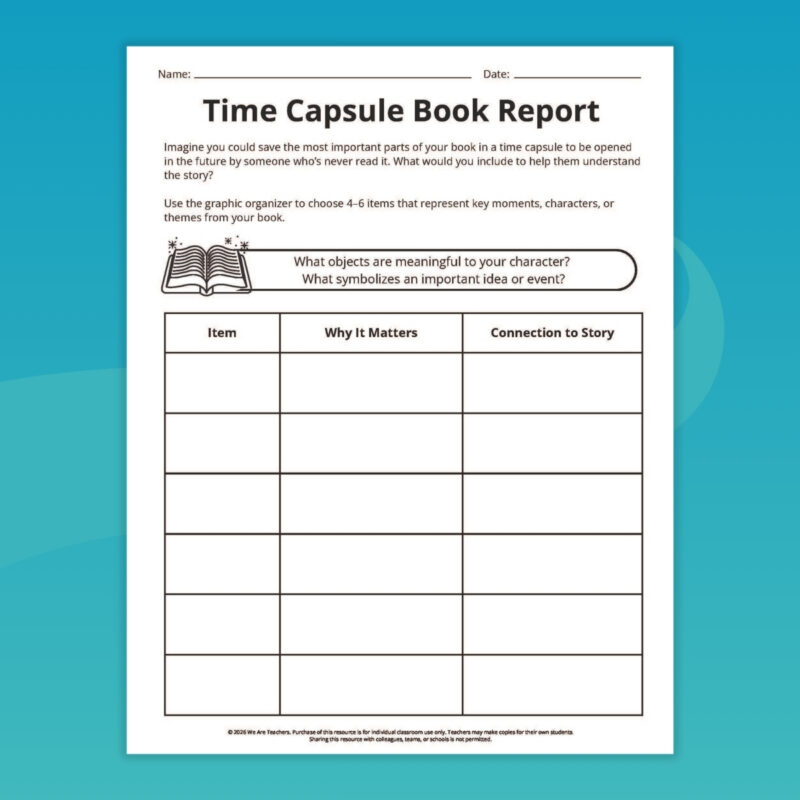 book-report-3 time capsule book report worksheet