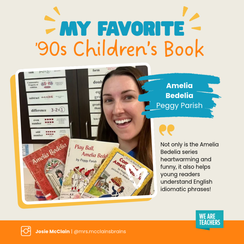 an image of a teacher sharing their favorite 90s children's books