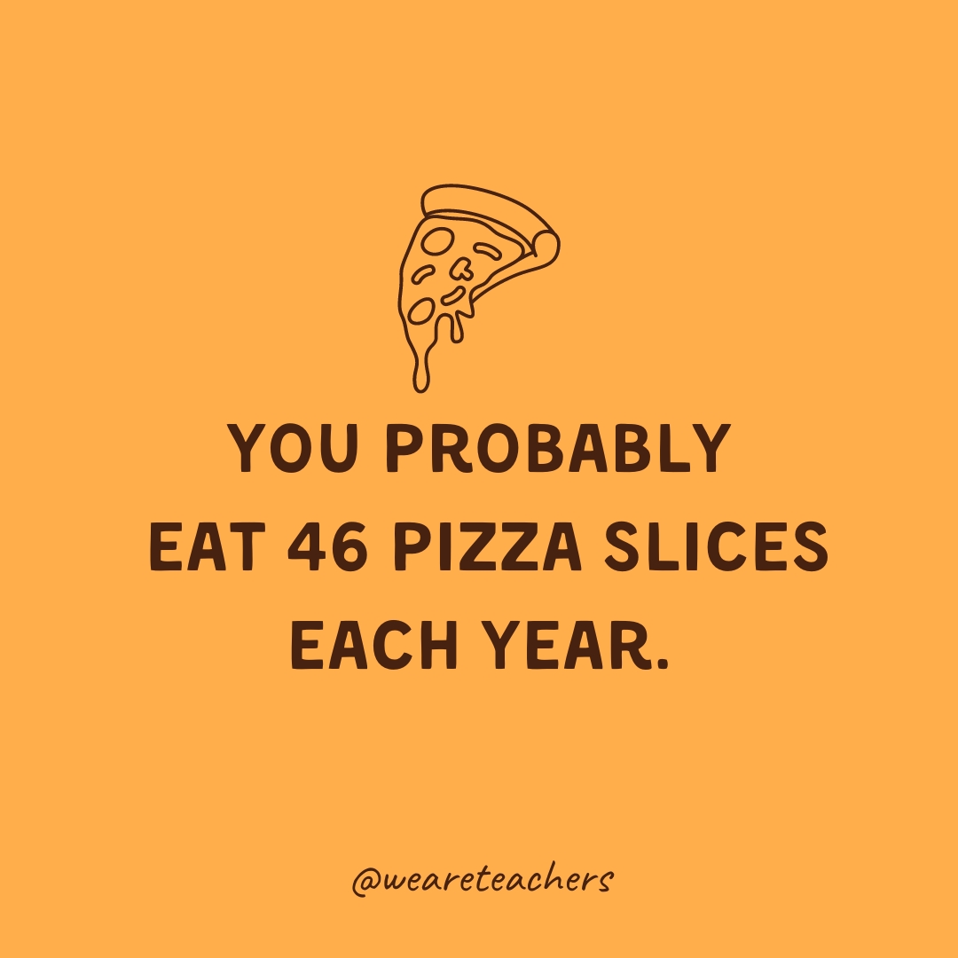 You probably eat 46 pizza slices each year. 