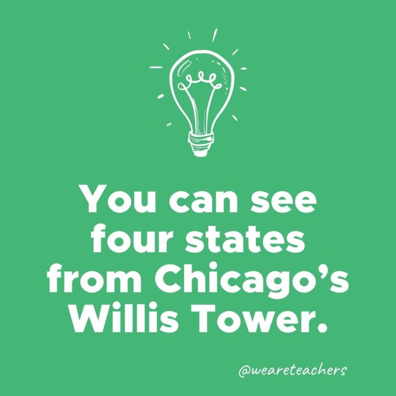 You can see four states from Chicago’s Willis Tower.- weird fun facts