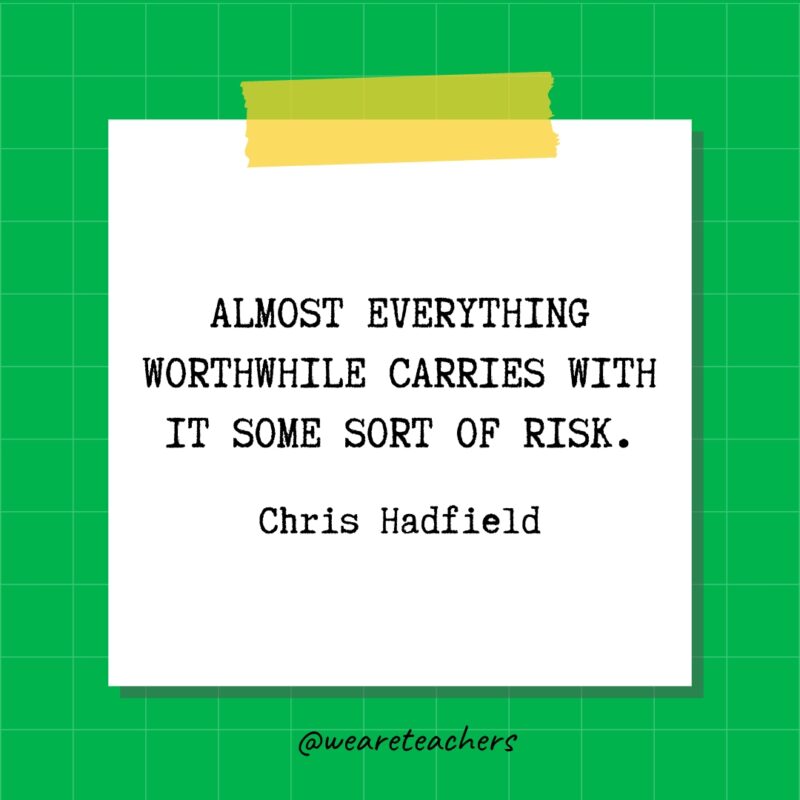 Almost everything worthwhile carries with it some sort of risk. - Chris Hadfield