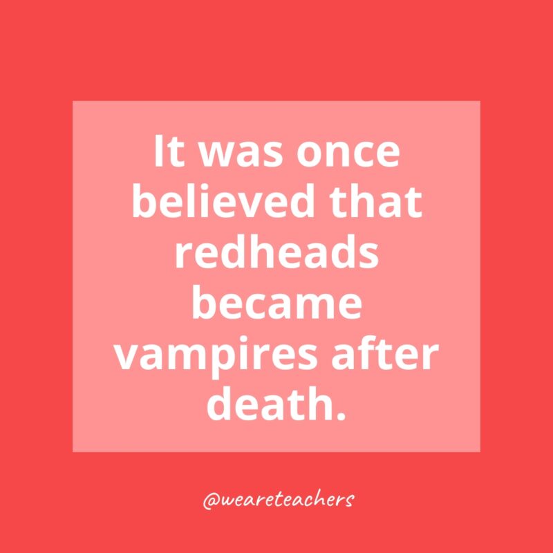 It was once believed that redheads became vampires after death.- history facts for kids