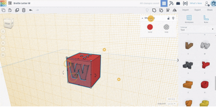 Braille model in simulation