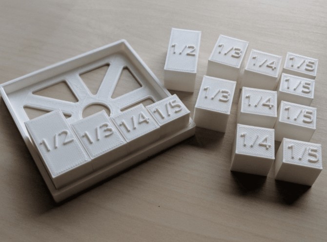 3d printed fraction blocks