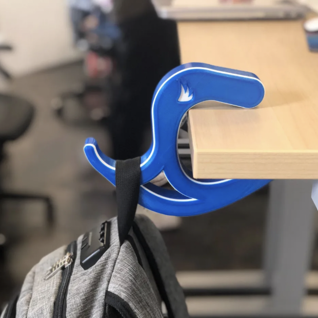 Blue bag holder on desk- 3D printing ideas