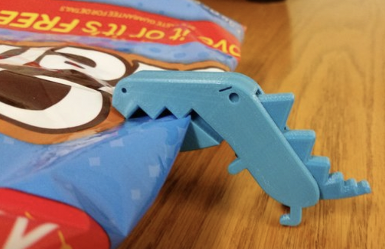 Snack bag clip shaped like a dinosaur- 3D printing ideas 