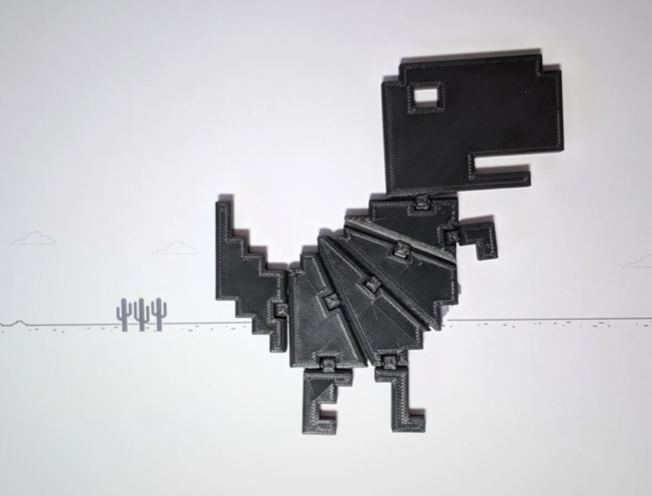 3d printed flexible chrome dinosaur- 3D printing ideas 