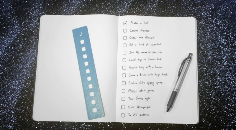 Checklist stencil on journal