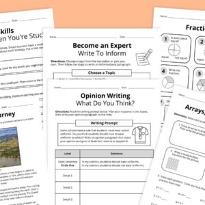 Feature image of worksheets from the Moving Up Worksheet & Activity Bundle: Third Grade.