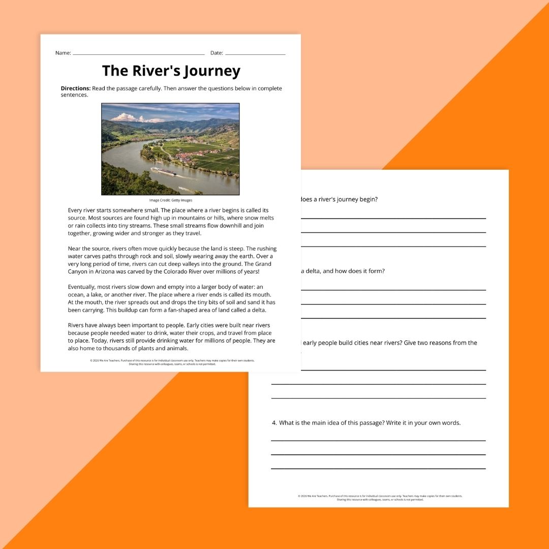 Image of a reading passage and question page testing third grade skills.