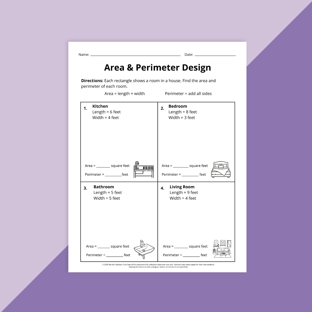 Image of a 3rd grade end-of-year math review worksheet.