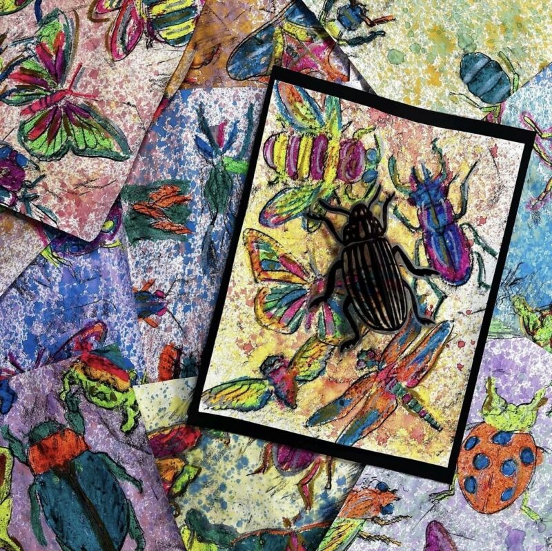 Mixed media insect art 