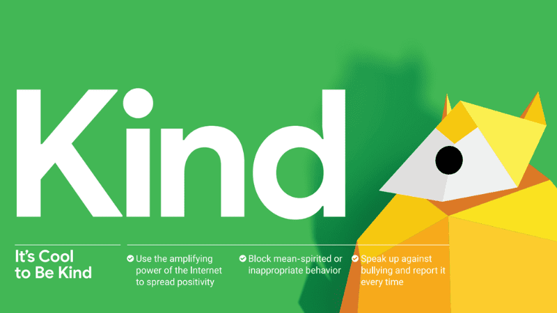 Poster for the Google Be Internet Awesome curriculum showing tips for how to be kind online