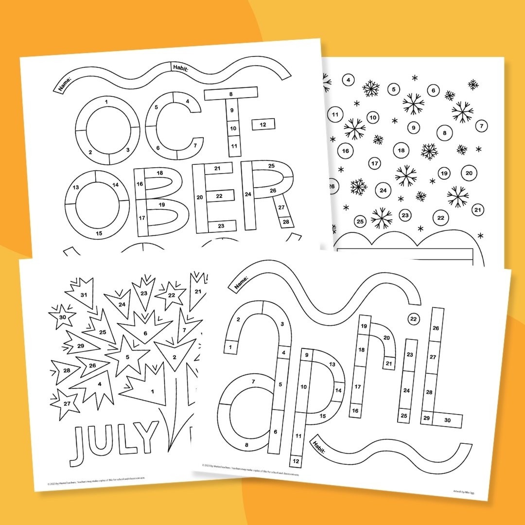 Monthly Habit Trackers four examples of monthly habit trackers for students