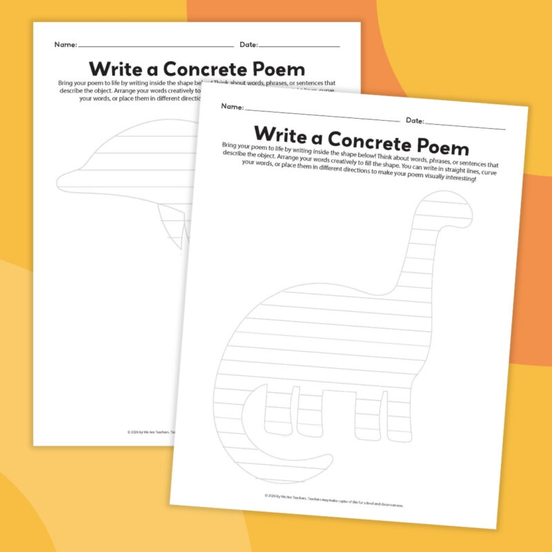 an image of two different poetry worksheet examples