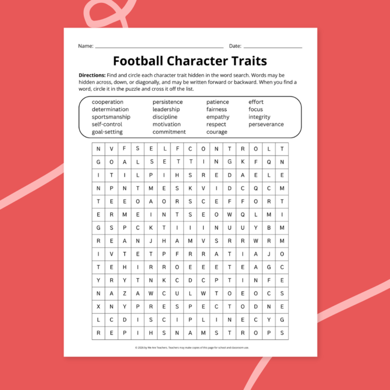 Football Worksheets printable football worksheet examples in front of a red background