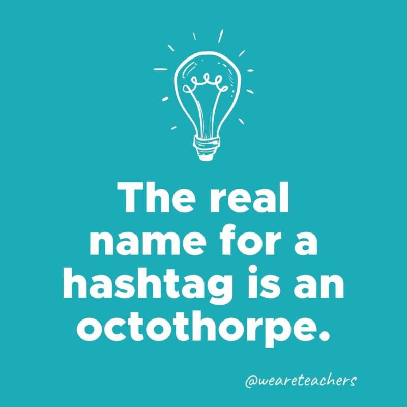 The real name for a hashtag is an octothorpe. 